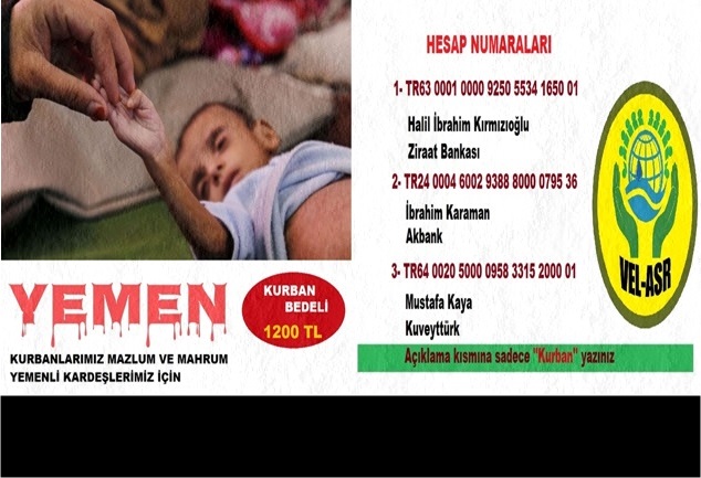 Vel-Asr İnsani Yardımlaşma Platformu'ndan Yemen için kurban kampanyası
